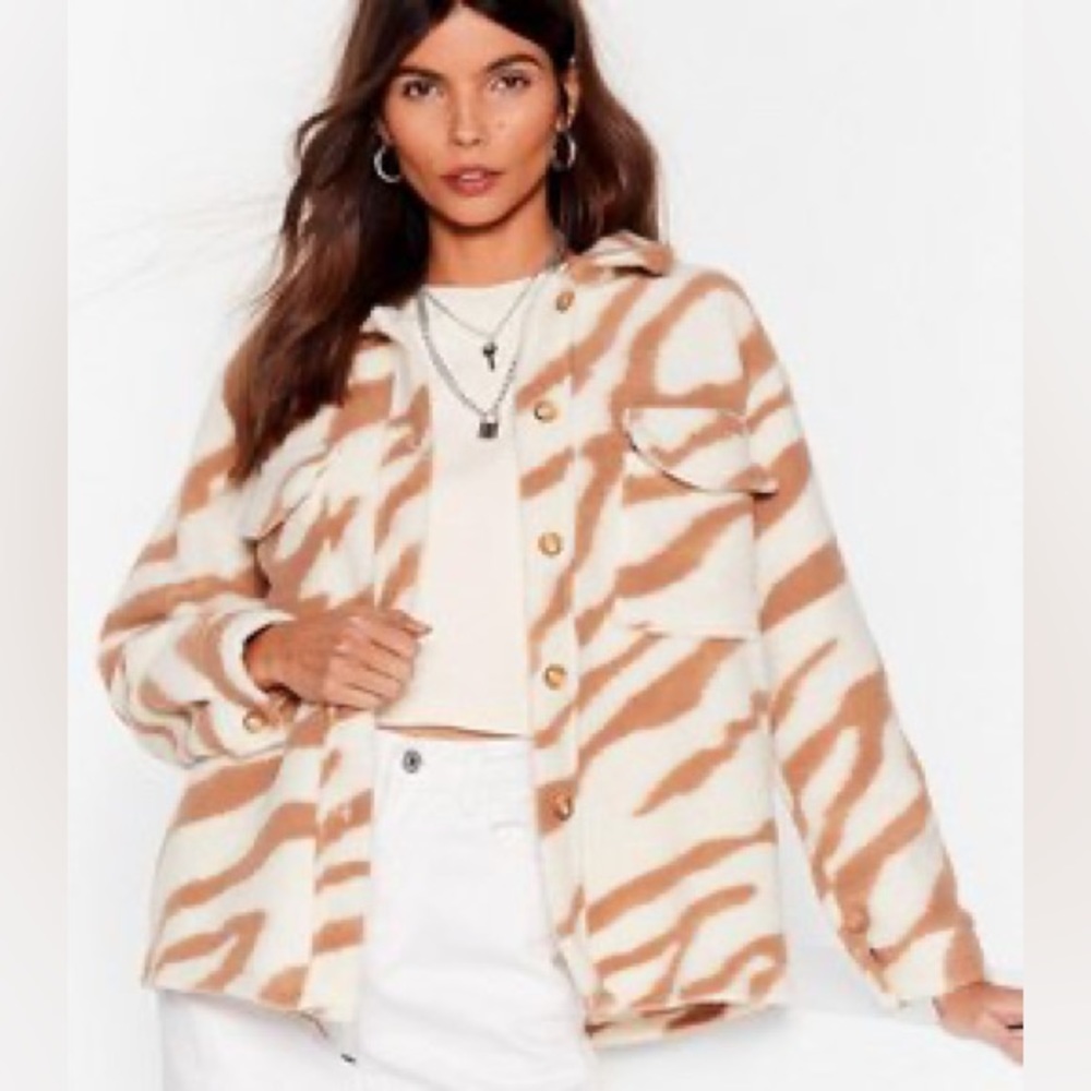 Nasty Gal Animal Print Shirt Jacket